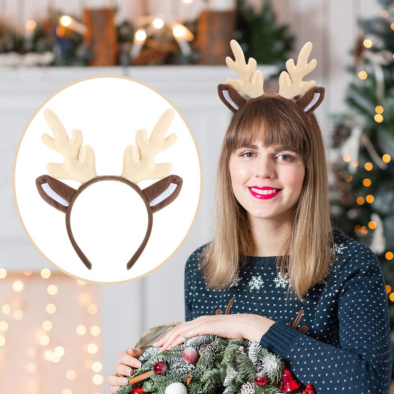 Bememo 2 Pieces Christmas Reindeer Antlers Headband Deer Antlers Headband for Women Halloween Cosplay Party - Image 5